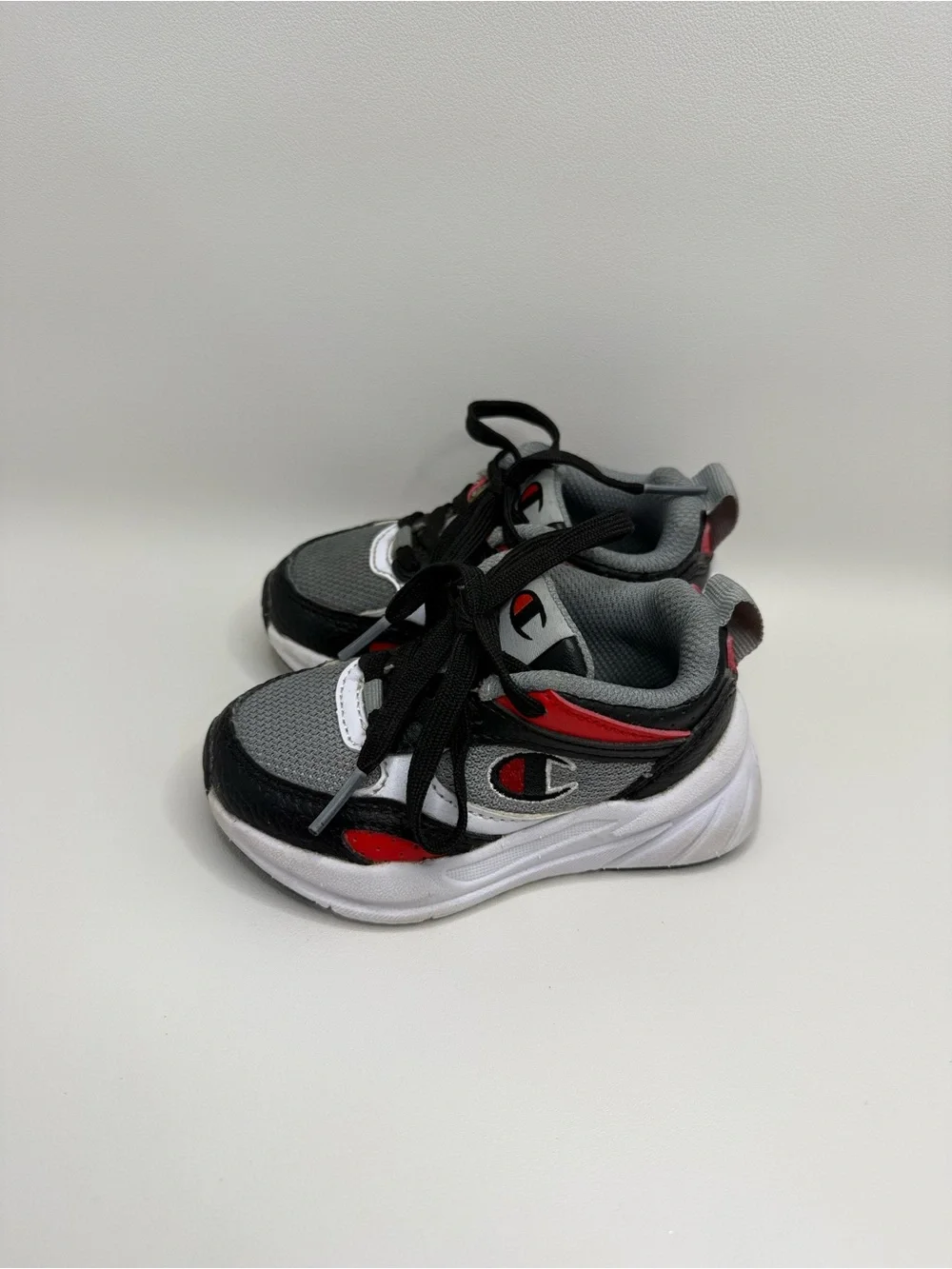 Champion Kids' Gray & Black Athletic Sneakers with Red Accent